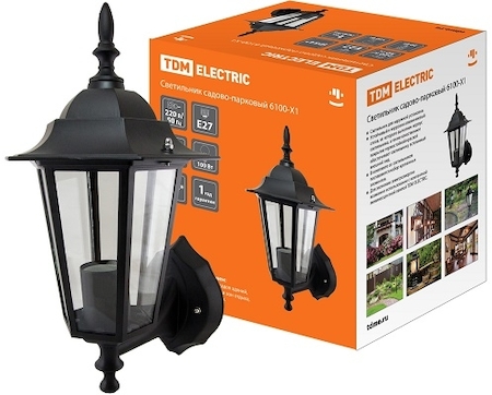 TDM ELECTRIC SQ0330-0006 Светильник 6100-01 садово-парковый шестигранник, 100Вт, вверх, черный TDM
